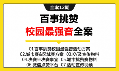 全案12期 音乐比赛项目百事挑赞校园最强音活动全案(包含活动方案+活动结案+物料+场地设计稿+宣传视频+区域赛事活动方案）