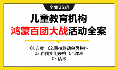 全案25期 儿童教育机构鸿蒙百团大战活动全案（包含活动方案+启动仪式+招生方案+活动物料+活动表格+课程资料+营销话术）