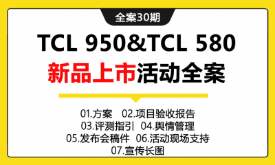 全案30期 手机品牌TCL950&TCL580新品上市活动全案（含活动方案+项目验收报告+测评指引+舆情管理+发布会稿件）