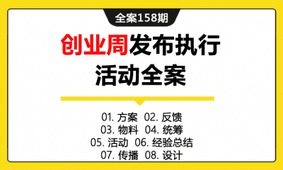 全案158期 全球创业周中国站发布会执行活动全案（包含方案+反馈+物料+统筹+活动+经验总结+传播+设计）