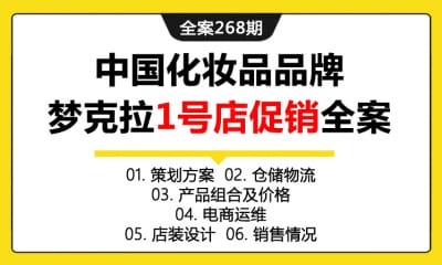 全案268期 中国化妆品品牌梦克拉1号店电商面膜推广促销全案（包含策划方案+仓储物流+产品组合及价格+电商运维+店装设计+销售情况）