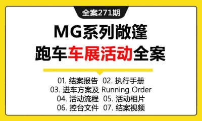 全案271期 英国汽车品牌MG系列敞篷跑车车展活动全案（包含结案报告+执行手册+进车方案及 Running Order+活动流程+活动相片+控台文件+结案视频）