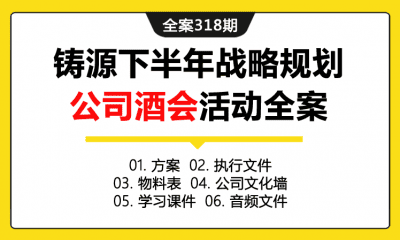 全案318期 健康科技有限公司铸源下半年战略规划公司酒会活动全案（包含方案+执行文件+物料表+公司文化墙+学习课件+音频文件）