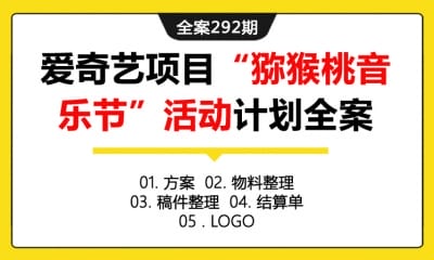 全案292期 爱奇艺超级音乐项目“猕猴桃音乐节”活动计划全案（包含方案+物料整理+稿件整理+结算单+LOGO）