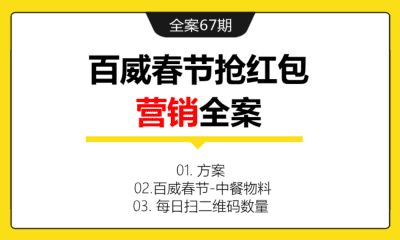 全案67期 百威啤酒春节抢红包营销全案（包含方案+百威春节-中餐物料+每日扫二维码数量）