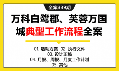 全案339期 房地产品牌万科白鹭郡、芙蓉万国城新盘公寓营销策略总纲及销售执行全案（包含活动方案+执行文件+设计正稿+月报、周报、月度工作计划+其他）