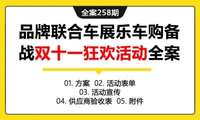 全案258期 易车多品牌联合车展乐车购备战双十一狂欢活动全案（包含方案+活动表单+活动宣传+供应商验收表+附件）