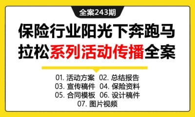 全案243期 金融保险行业阳光下奔跑马拉松系列活动传播全案（包含活动方案+总结报告+宣传稿件+保险资料+合同模板+设计稿件+图片视频）