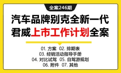 全案246期 汽车品牌别克全新一代君威新车上市工作规划计划全案（包含方案+排期表+经销活动指导手册+对比试驾+自驾游规划+附件+其他）