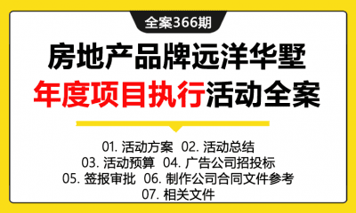 全案366期 房地产品牌远洋华墅年度项目执行活动全案（包含活动方案+活动总结+活动预算+广告公司招投标+签报审批+制作公司合同文件参考+相关文件）