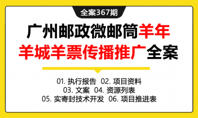 全案367期 广州邮政微邮筒羊年羊城羊票传播推广全案（包含执行报告+项目资料+文案+资源列表+实寄封技术开发+项目推进表）