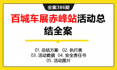 全案386期 汽车百城车展供应商赤峰站活动总结全案（包含总结方案+执行表+活动数据+安全责任书+活动图片）