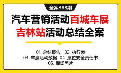 全案388期 汽车营销活动百城车展吉林站活动总结全案（包含总结报告+执行表车+展活动数据+展位安全责任书+现场照片）