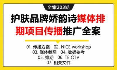 全案203期 天然护肤品牌娇韵诗媒体投放排期项目传播推广全案（包含传播方案+NICE workshop+媒体截图+数据参考+排期+TE OTV+相关文件）