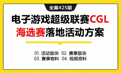 全案425期 中国电子游戏超级联赛CGL海选赛落地系列活动策划全案（包含活动版块+赛事版块+赛事物料+视频资料）