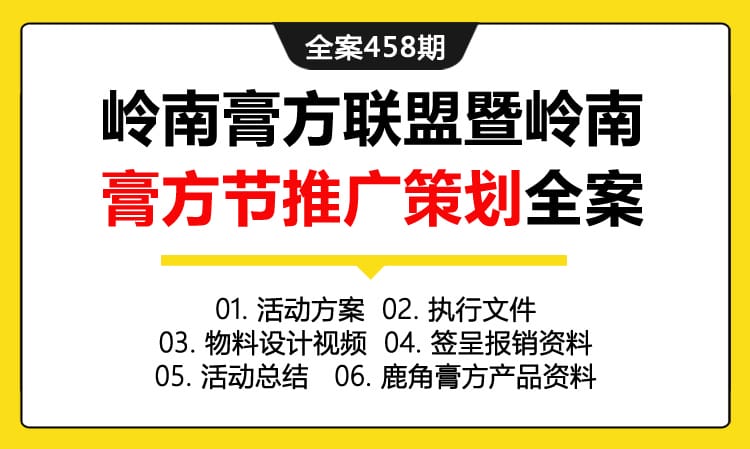 全案458期 医药品牌岭南膏方联盟暨岭南膏方节推广策划全案（包含活动方案+执行文件+物料设计视频 +签呈报销资料+活动总结+鹿角膏方产品资料）