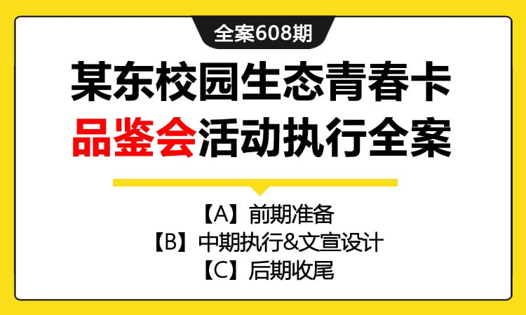 608期全案 某东校园生态青春卡品鉴会SOP活动执行策划全案(方案+筹备+预算+总结)