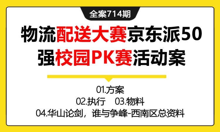 714期全案 物流 配送大赛-华山论剑，谁与争峰－京东派50强校园PK赛活动策划全案(方案+执行+物料)