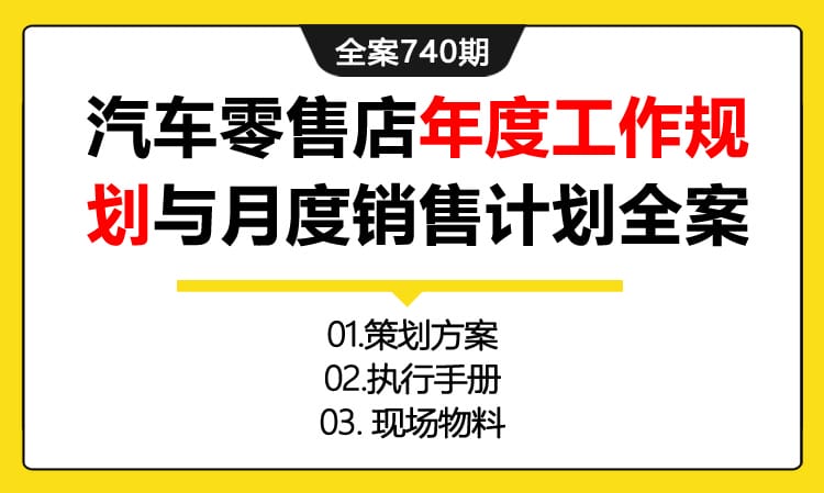 740期全案 某汽车零售店年度工作规划与月度销售计划全案(方案+执行+物料)