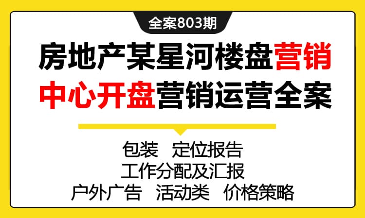 803期全案 惠州房地产某星河楼盘营销中心开盘营销运营策划全案（定位+包装+开盘+说辞+流程）